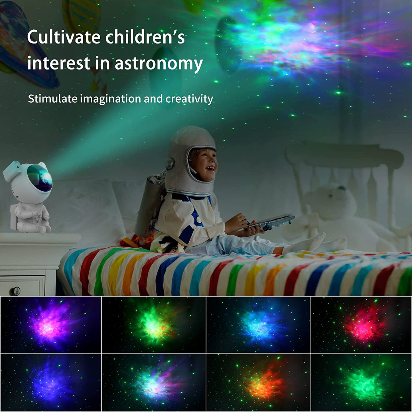 USB Astronaut Star Light Full Of Stars Projection Laser Bedside Atmosphere Light Net Red Children's Night Light