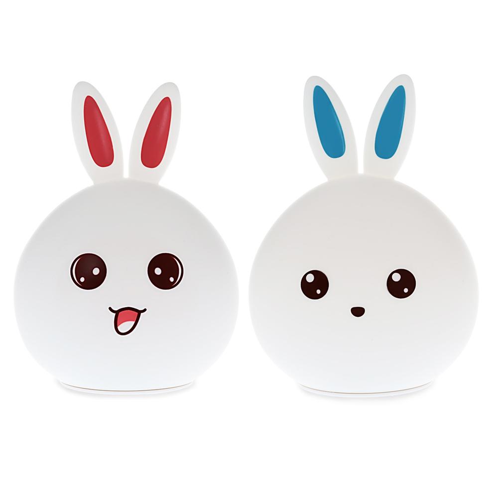 Rabbit LED Night Light For Children Baby Kids Bedside Lamp Multicolor Silicone Touch Sensor Tap Control